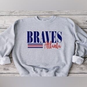 Braves Striped Crewneck- gray